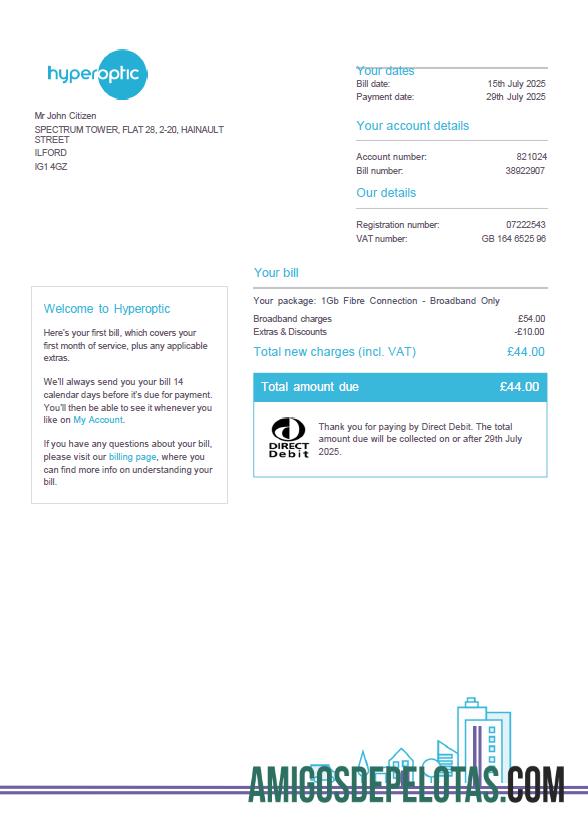 realista Modelo de conta de serviços públicos hiperópticos da Eslováquia em formatos Word e PDF